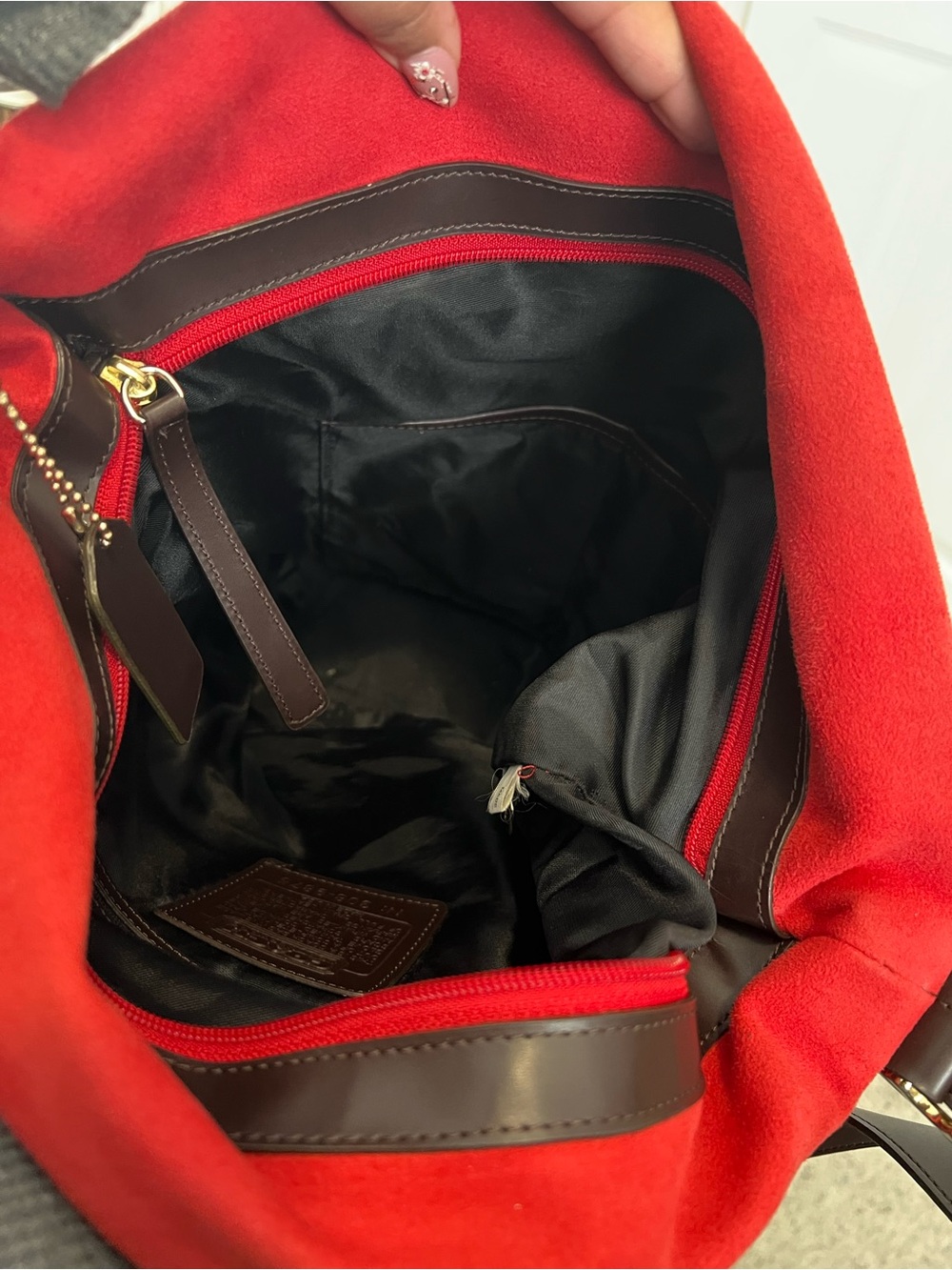 vintage Coach red suede hobo bag,medium - Picture 13 of 14